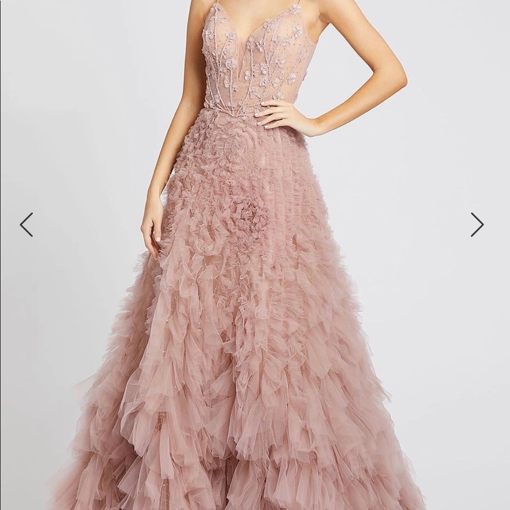 Macduggal blush tulle gown